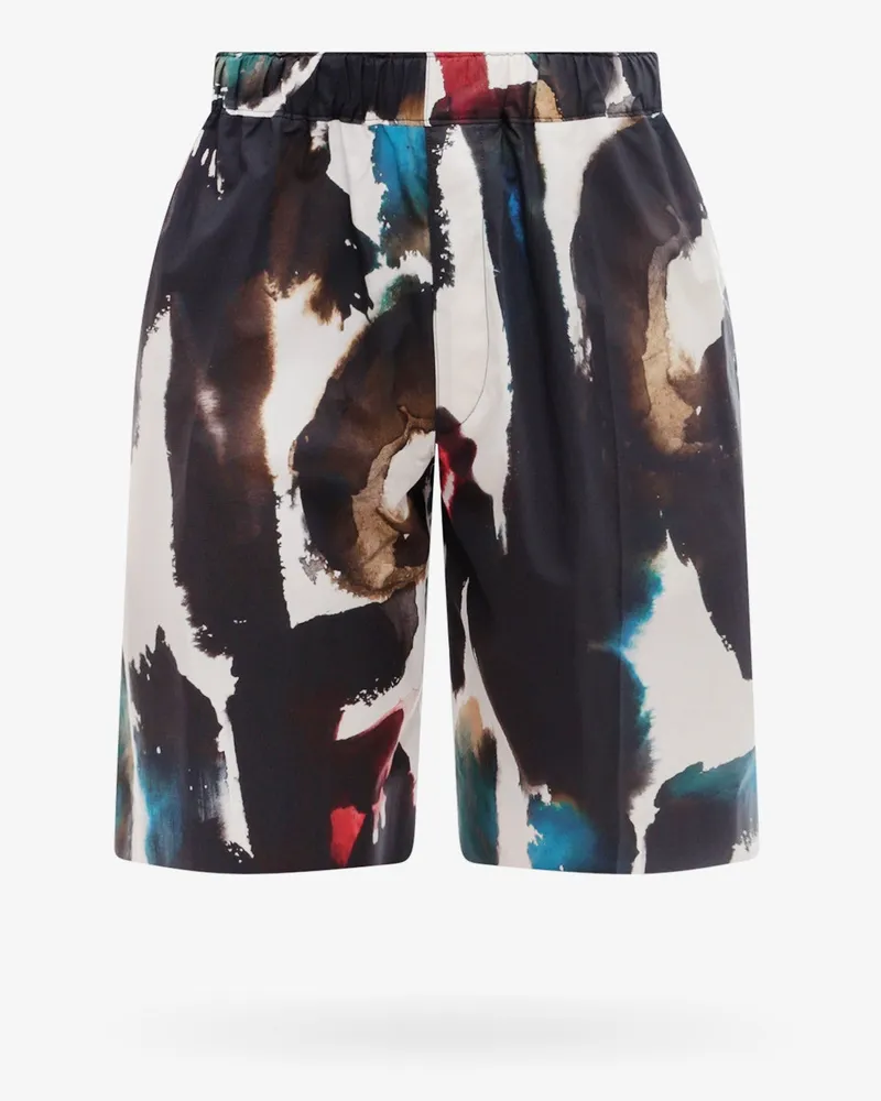 Alexander McQueen Cotton bermuda shorts with all-over graffiti acquerello print -  - gender_Man Multicolor