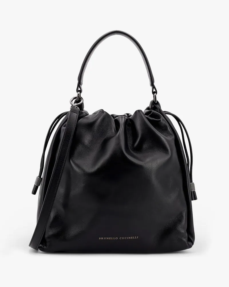 Brunello Cucinelli Bucket Mellow leather bucket bag with Monili detail -  - gender_Woman Black