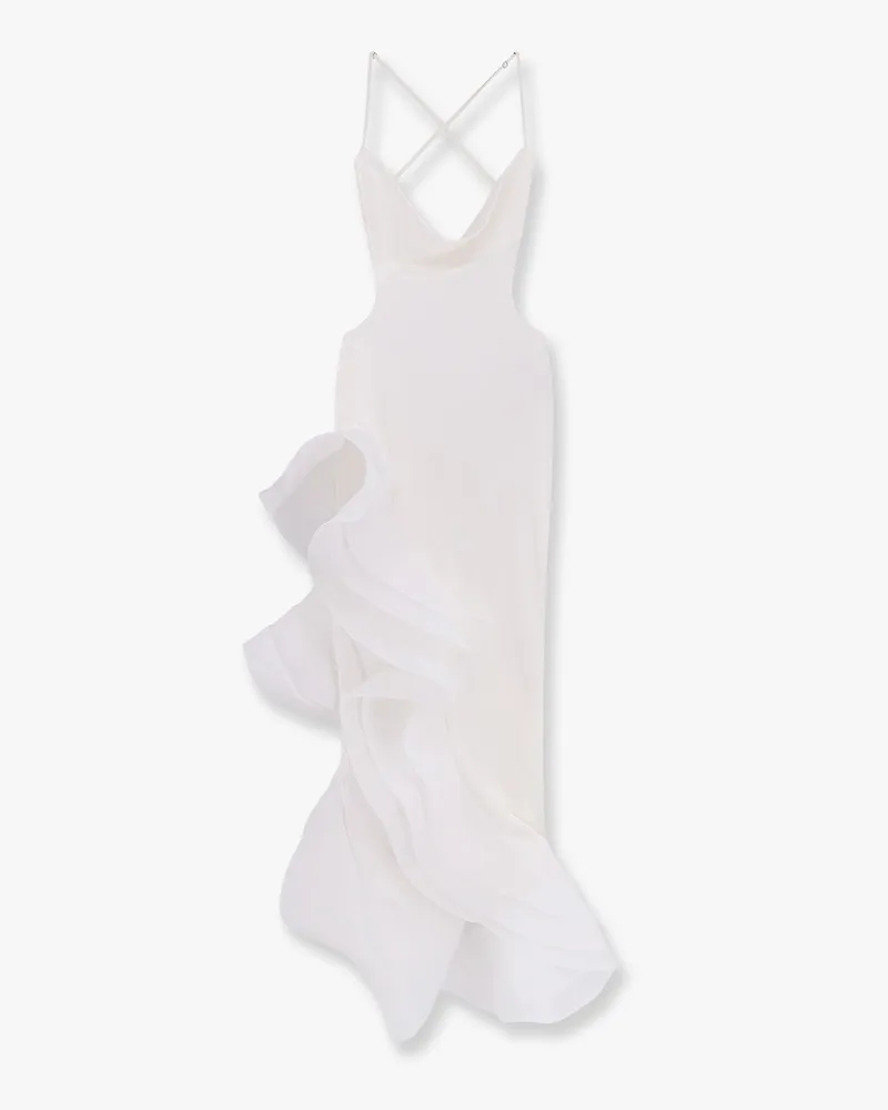 Retrofête Kailtin satin long dress with volant -  - gender_Woman White