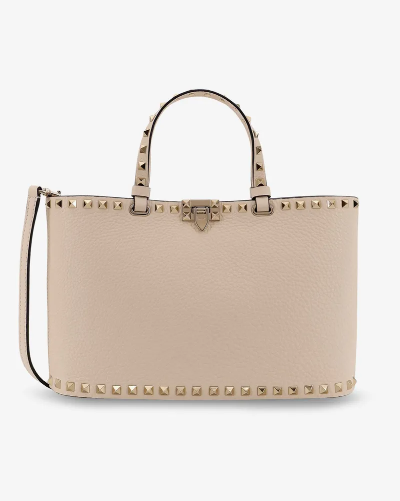 Valentino Garavani Rockstud Small Tote  leather shoulder bag - VALENTINO GARAVANI - gender_Woman White