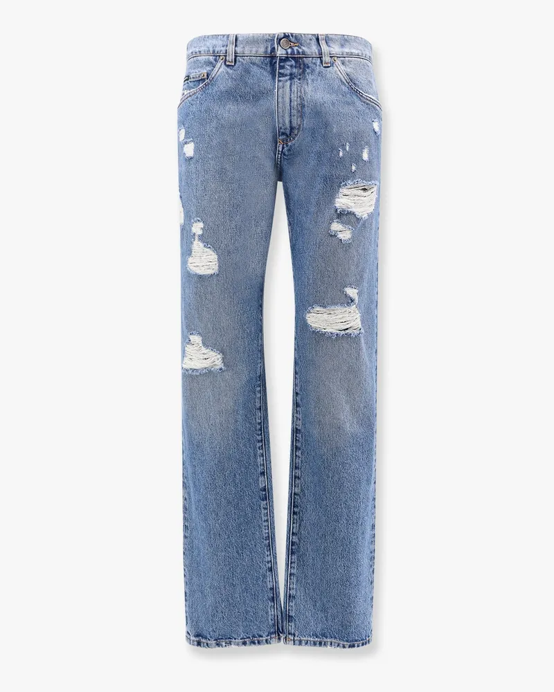 Dolce & Gabbana Cotton jeans with rippings detail -  - gender_Man Blue