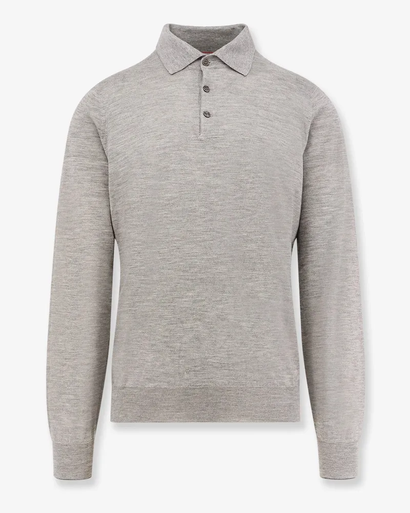 Brunello Cucinelli Cashmere and silk polo shirt -  - gender_Man Grey