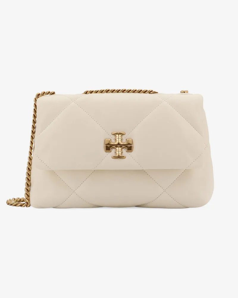 Tory Burch Kira matelassé leather shoulder bag with metal logo -  - gender_Woman White