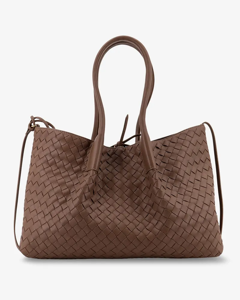 Bottega Veneta Pinacoteca leather handbag with Intrecciato motif -  - gender_Woman Brown
