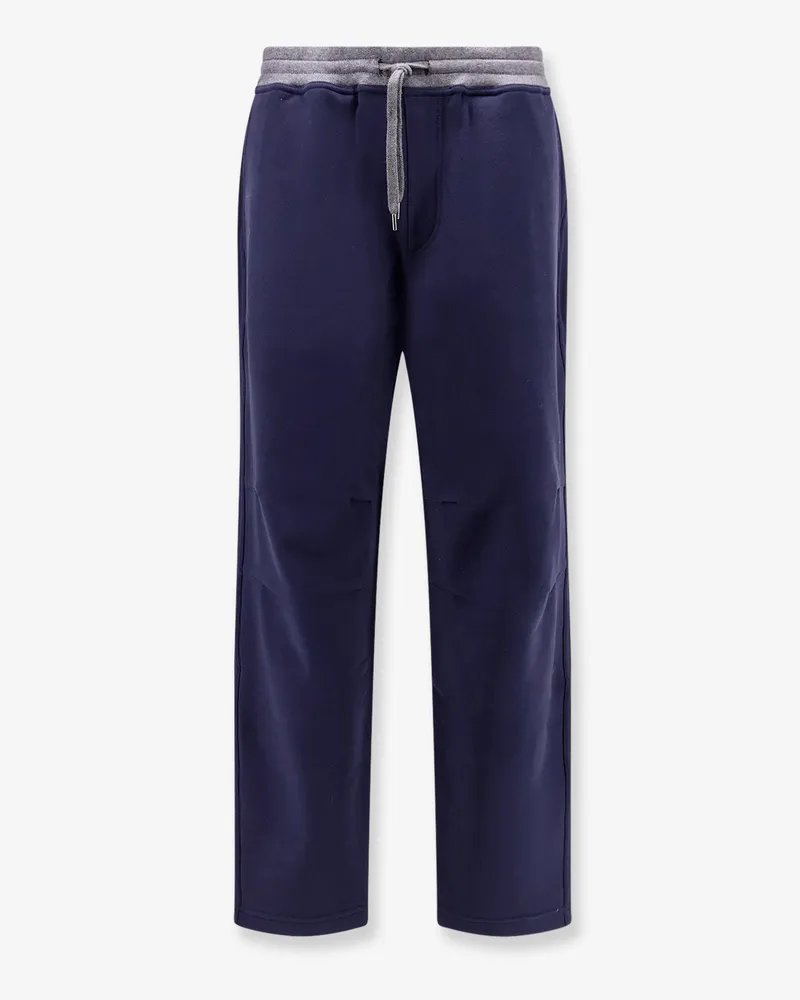Brunello Cucinelli Cotton sweatpants with embroidery -  - gender_Man Blue