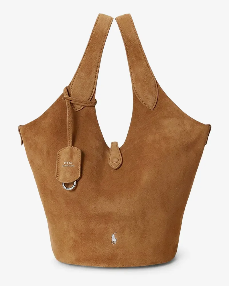 Ralph Lauren Play suede shoulder bag with contrasting logo -  - gender_Woman Brown