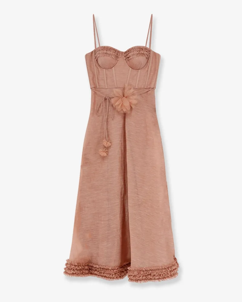 Zimmermann Luna silk and linen blend midi dress -  - gender_Woman Pink