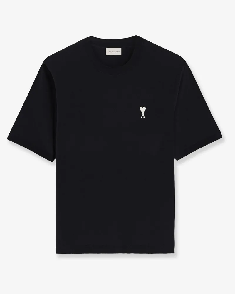 AMI Paris Cotton t-shirt with contrasting embroidery -  - gender_Man Black