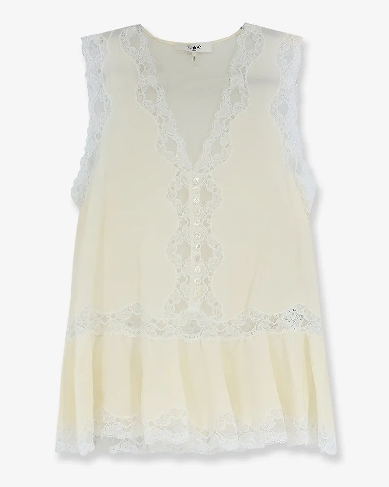 Chloé Silk top with lace inserts -  - gender_Woman White