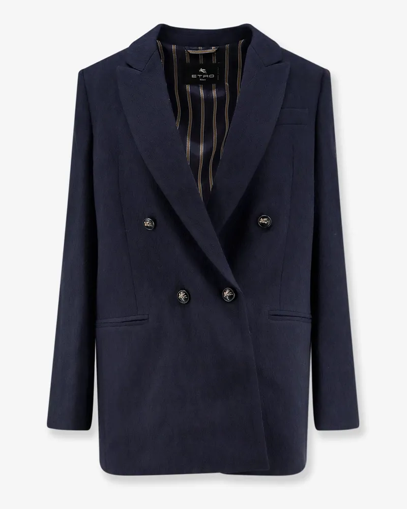 Etro Double-breasted stretch wool blazer -  - gender_Woman Blue