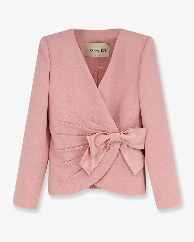 Valentino Garavani Wool Crepe blazer with bow -  - gender_Woman Pink