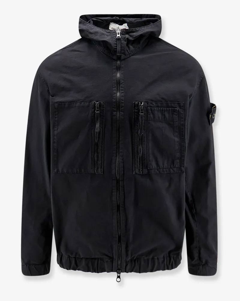 Stone Island Hooded organic cotton jacket -  - gender_Man Black