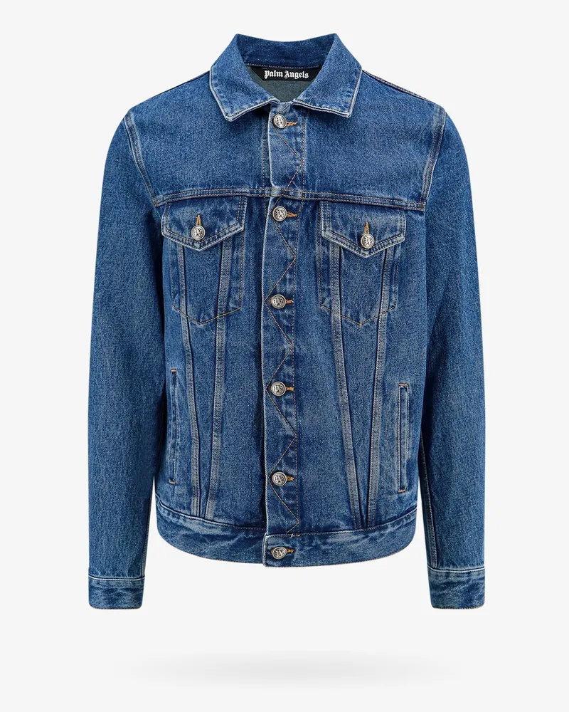 Palm Angels Denim jacket with monogram detail -  - gender_Man Blue