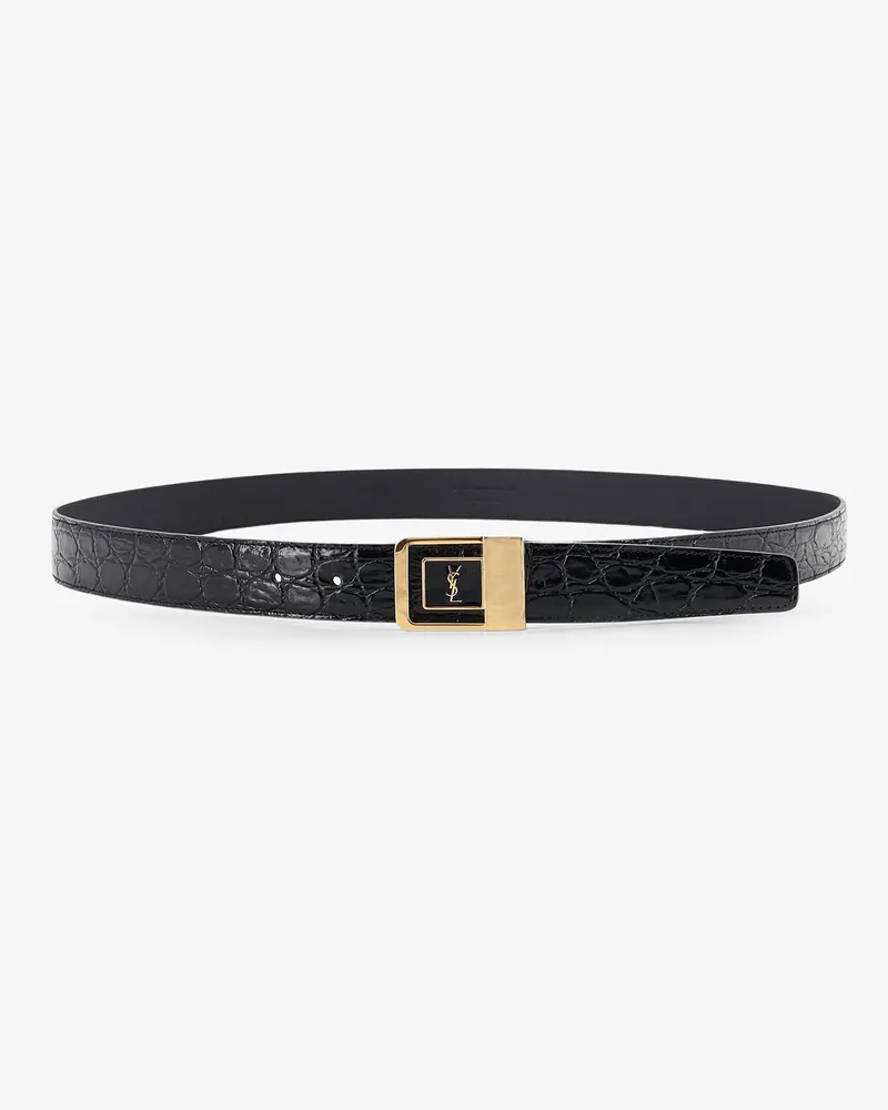 Saint Laurent La 66 crocodile-embossed leather belt -  - gender_Man Black