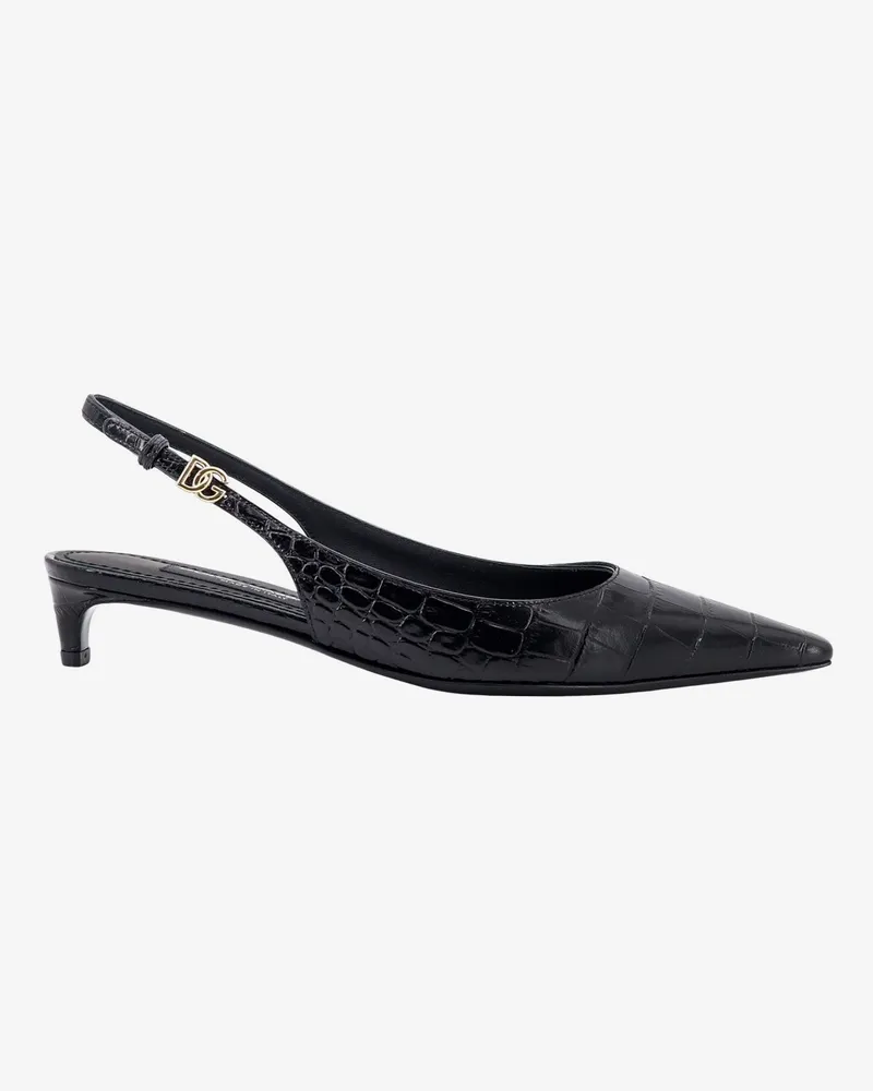 Dolce & Gabbana Croco print leather slingback -  - gender_Woman Black
