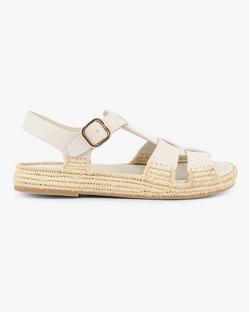 Paloma Barceló Yuka leather sandals with woven raffia sole -  - gender_Woman White