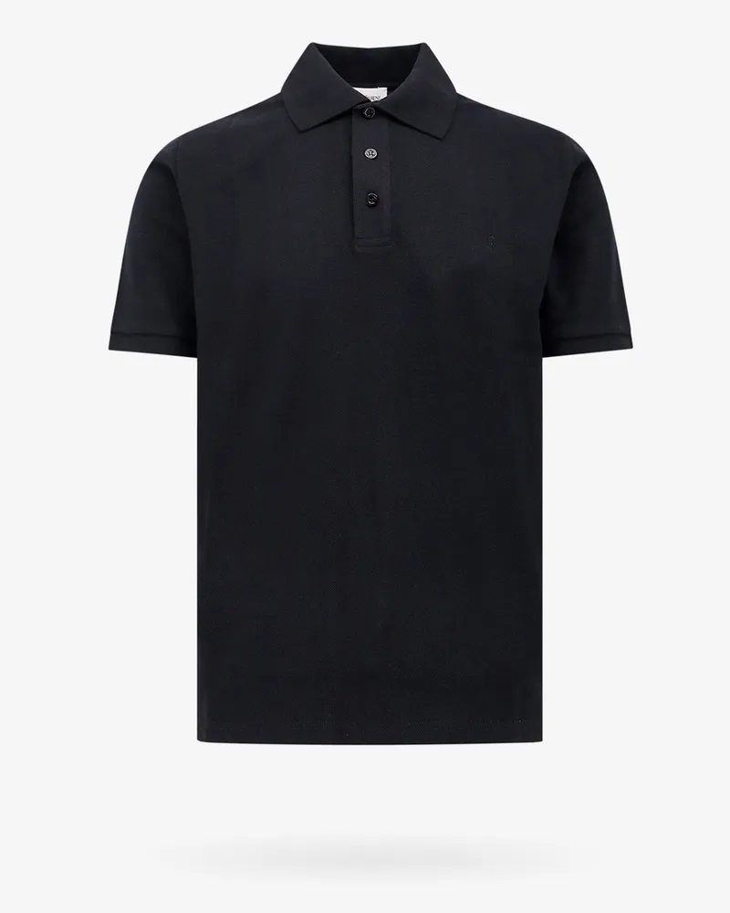 Saint Laurent Recycled fabric polo shirt with embroidered monogram -  - gender_Man Black