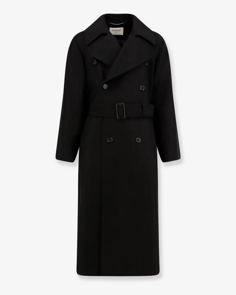 Saint Laurent Certified wool coat with belt -  - gender_Man Black