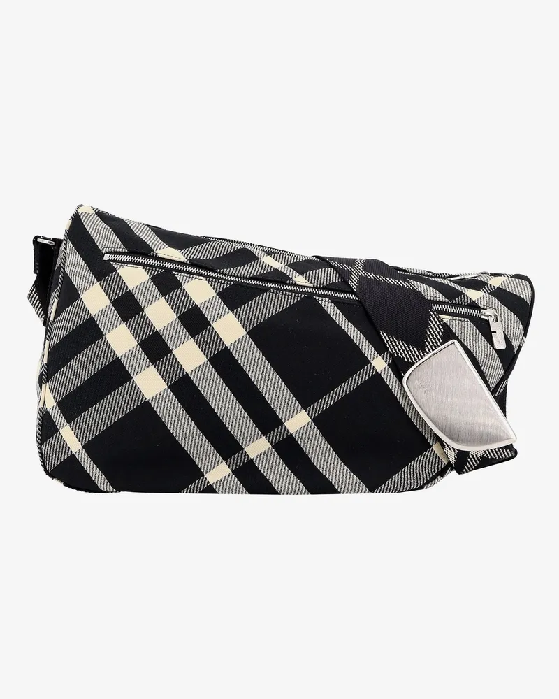 Burberry Messenger cotton blend bag with  check jacquard motif - BURBERRY - gender_Man Black