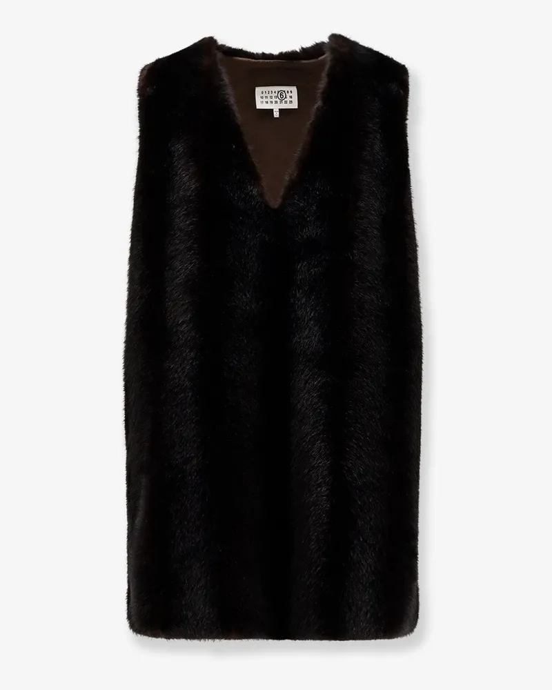Maison Margiela Faux shearling short dress -  - gender_Woman Brown