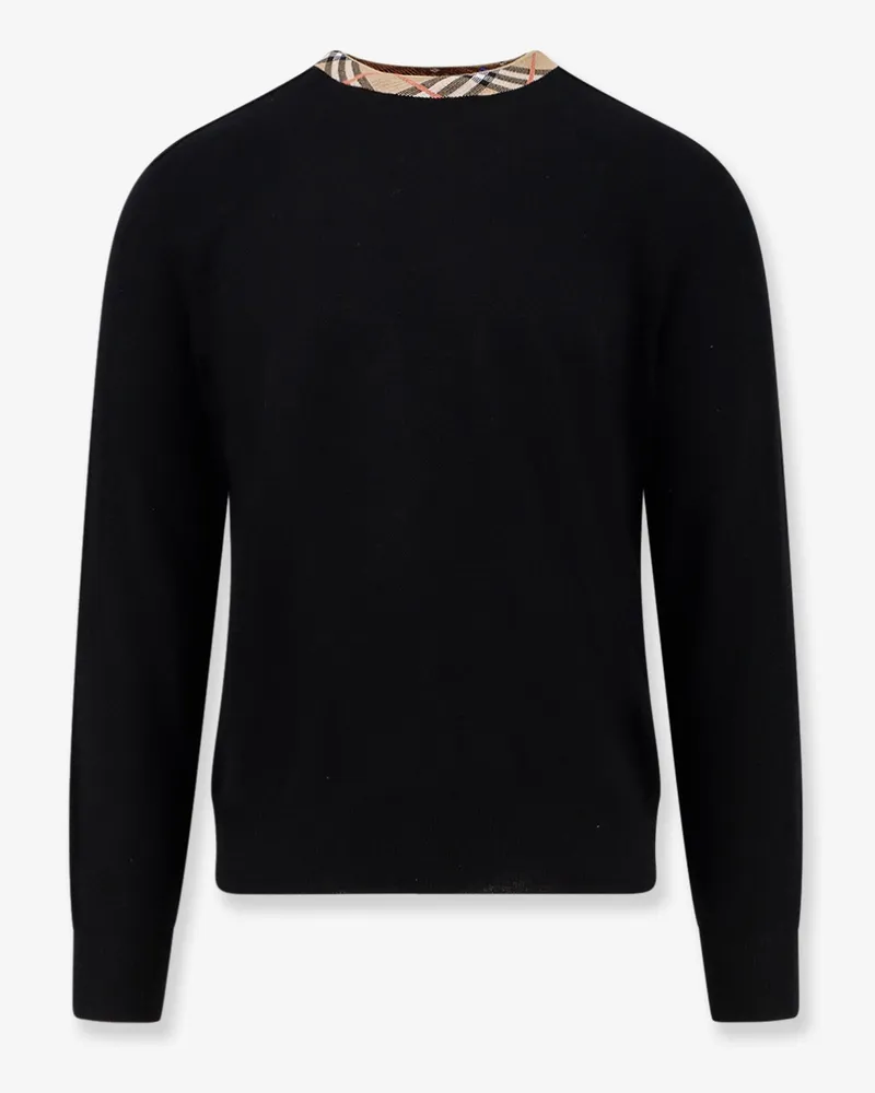 Burberry Wool sweater with Check profiles -  - gender_Man Black