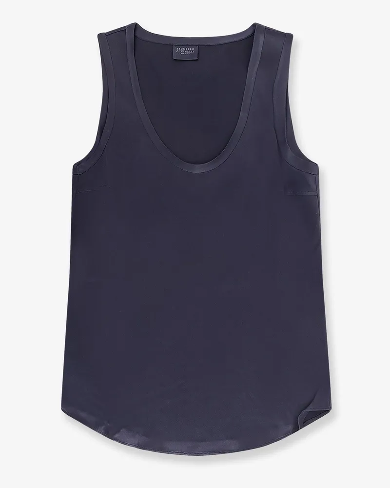 Brunello Cucinelli Stretch silk tank top -  - gender_Woman Blue