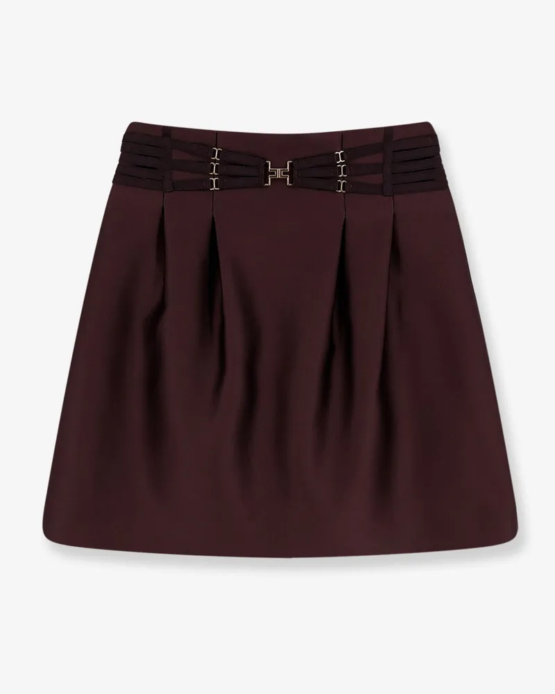 Elisabetta Franchi Satin mini skirt -  - gender_Woman Brown
