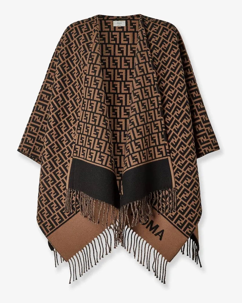 Fendi FF virgin wool and cashmere poncho -  - gender_Woman Brown