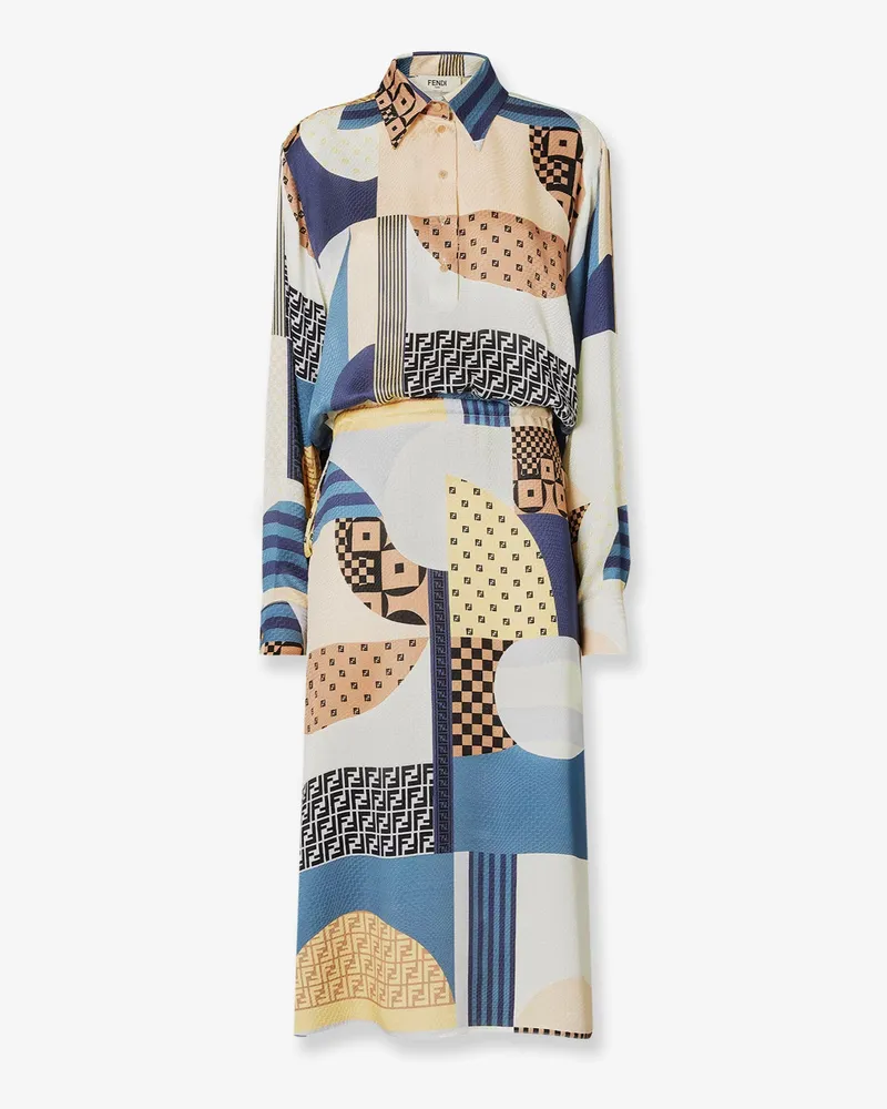 Fendi Patchwork silk dress -  - gender_Woman Multicolor