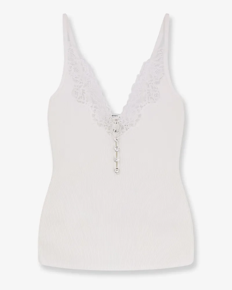 Self-Portrait Viscose top with lace inserts -  - gender_Woman White