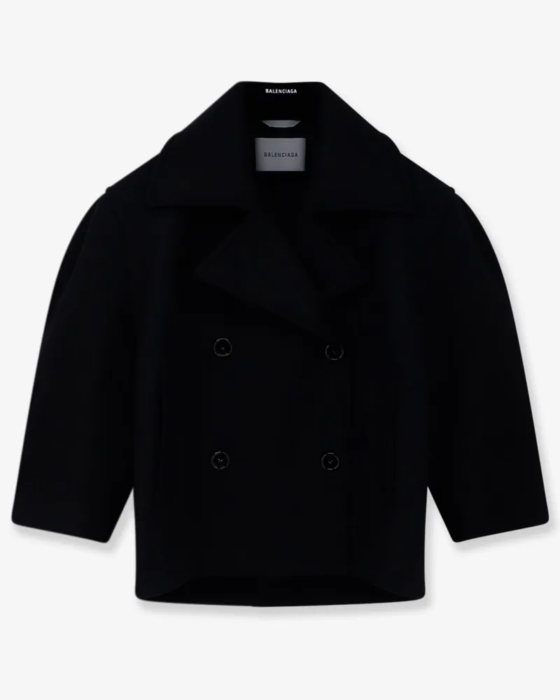 Balenciaga Compact double-wool cocoon peacoat -  - gender_Woman Black