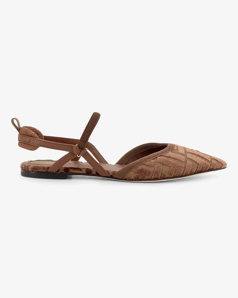 Fendi FF Jacquard Velvet Slingback Ballerinas -  - gender_Woman Brown