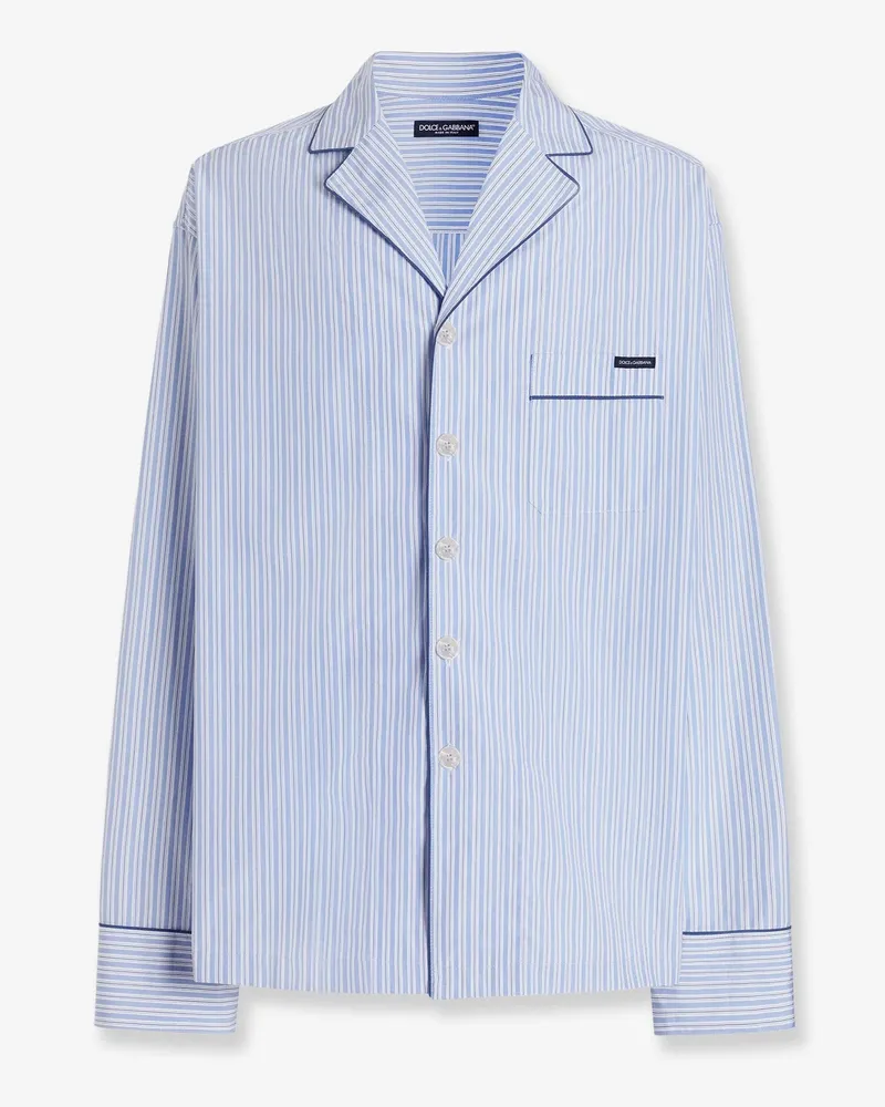 Dolce & Gabbana Camicia Vanity in cotone e seta con motivo a righe -  - gender_Man Blue