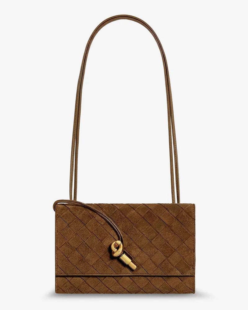 Bottega Veneta Pochette Andiamo suede crossbody bag with Intrecciato motif -  - gender_Woman Brown