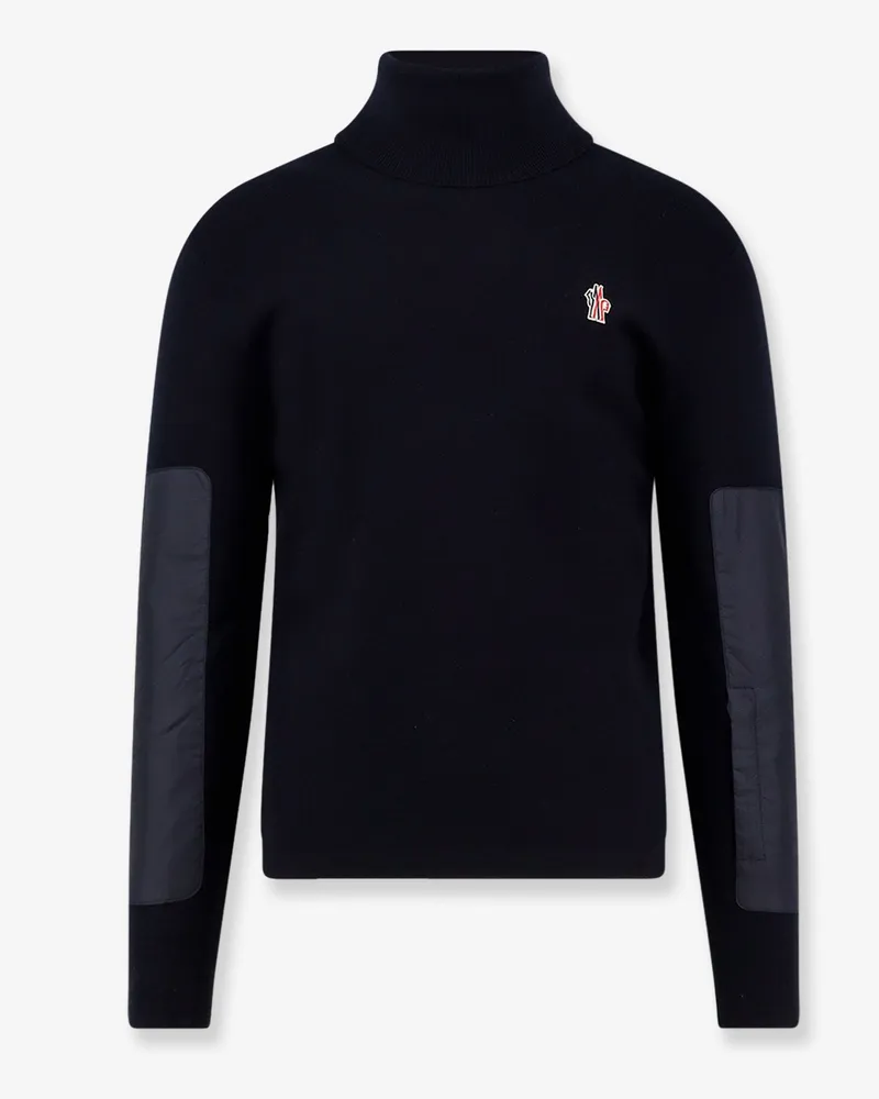 Moncler Wool turtleneck sweater with nylon inserts -  - gender_Man Blue