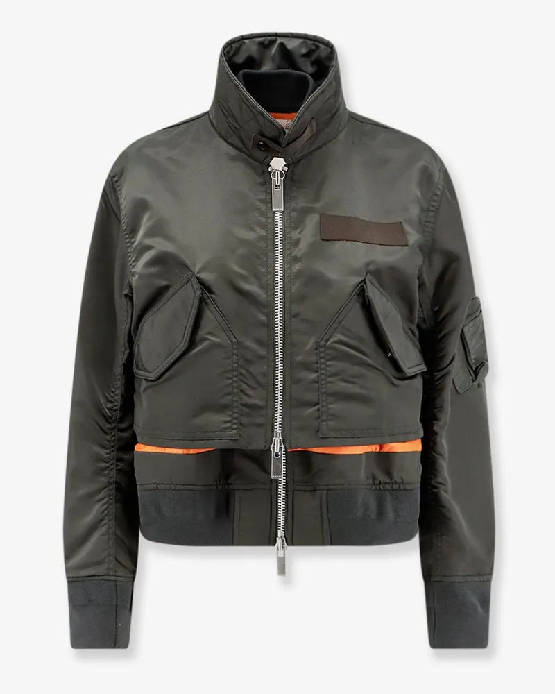 Sacai Cropped nylon jacket -  - gender_Woman Green