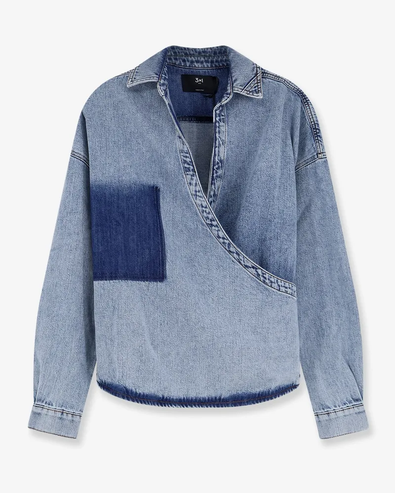 3x1 Cotton shirt with washed-out effect -  - gender_Woman Blue