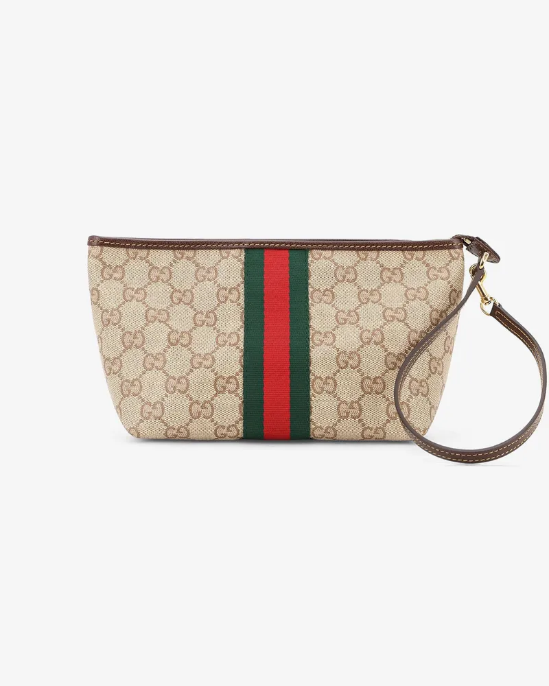 Gucci GG fabric clutch with Nastro Web on the front -  - gender_Woman Beige