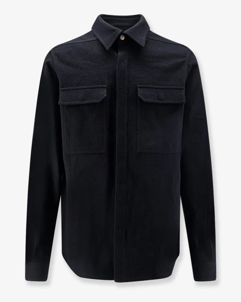 Rick Owens Cotton and Wool Outershirt -  - gender_Man Black