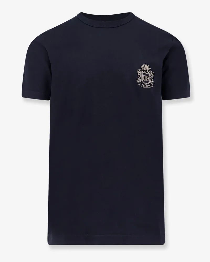 Dolce & Gabbana Cotton t-shirt with logo patch on the front -  - gender_Man Blue