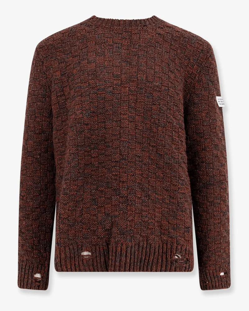 Maison Margiela Wool blend sweater with distressed effect -  - gender_Man Brown