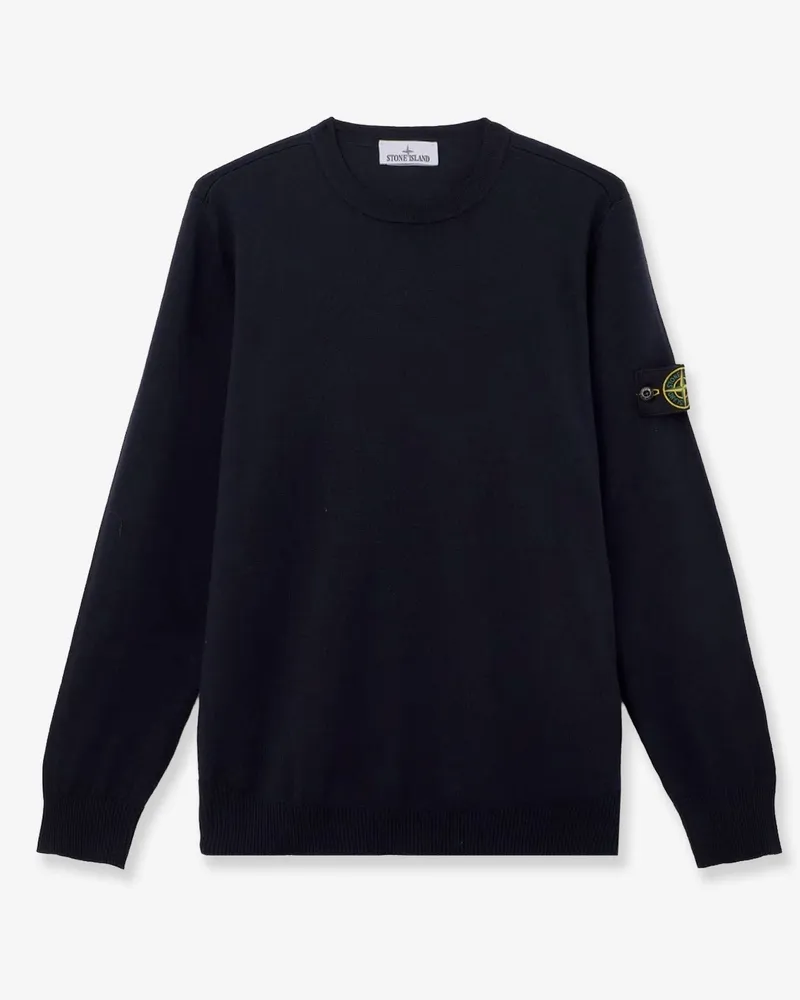 Stone Island Wool sweater with side logo patch -  - gender_Man Blue