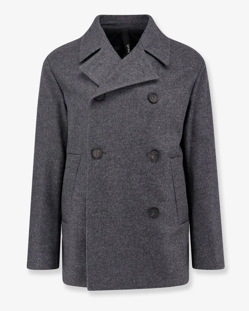Hevò Double-breasted virgin wool blend coat -  - gender_Man Grey