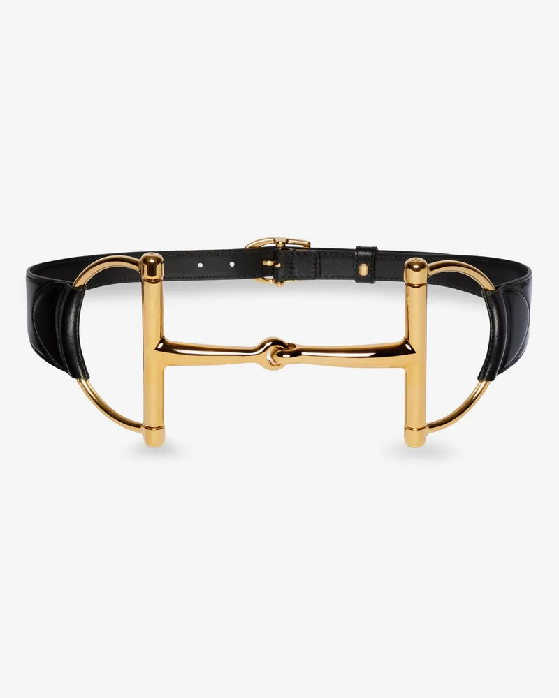 Gucci Leather belt with oversized Horsebit -  - gender_Woman Black