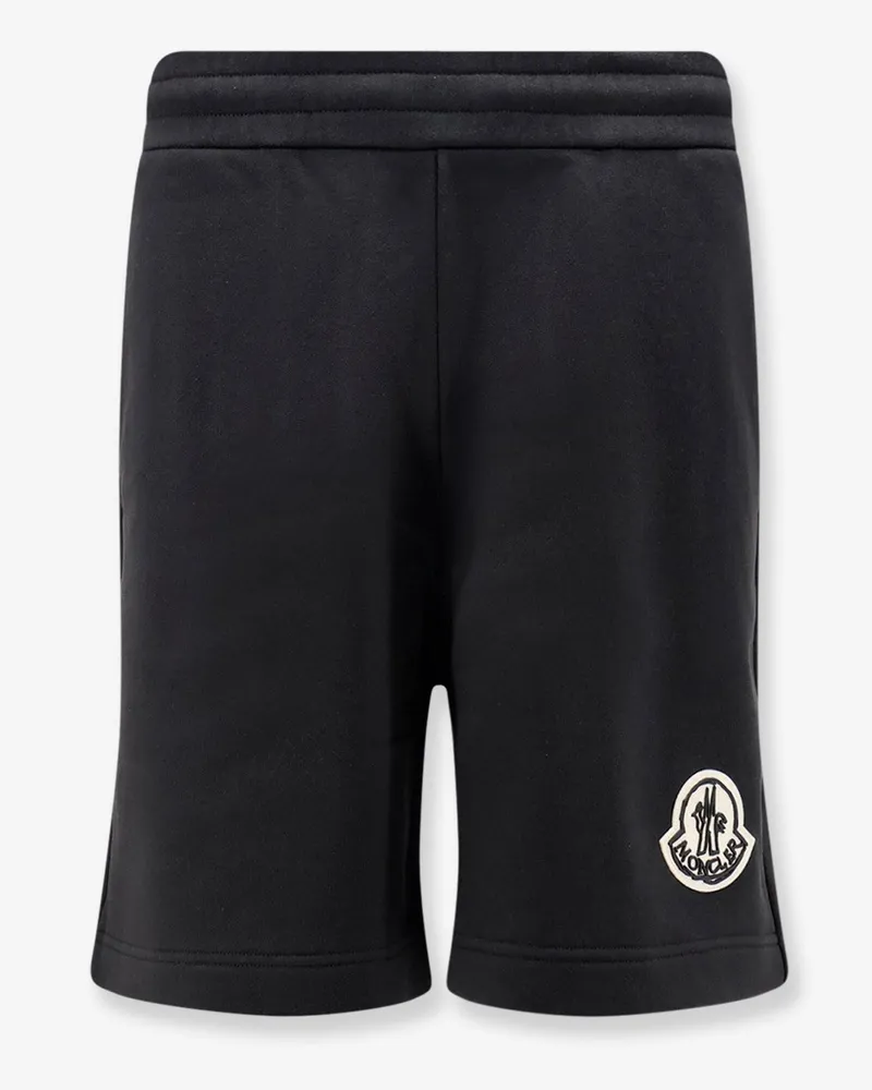 Moncler Cotton bermuda shorts with front logo patch -  - gender_Man Black