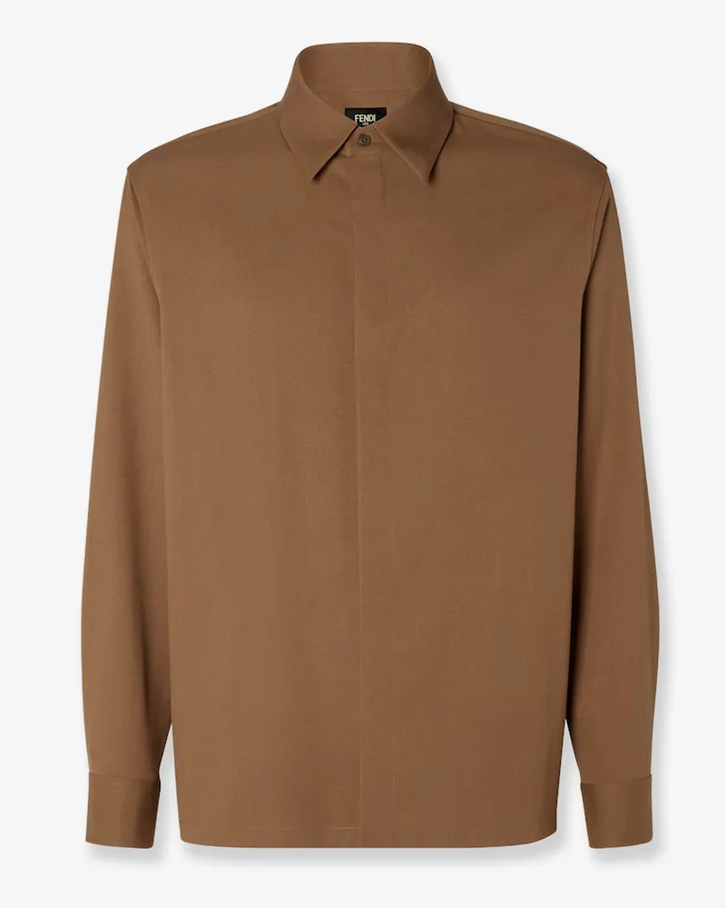 Fendi Wool gabardine shirt -  - gender_Man Brown