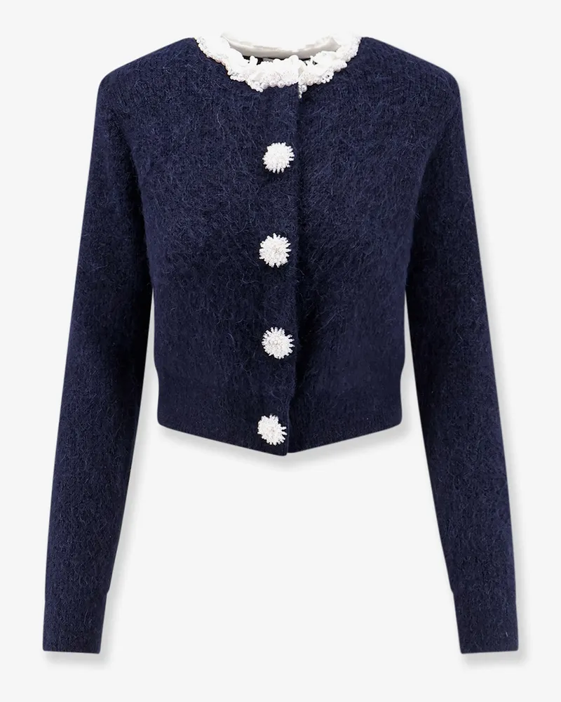 Self-Portrait Cardigan with Flower Pearl buttons -  - gender_Woman Blue