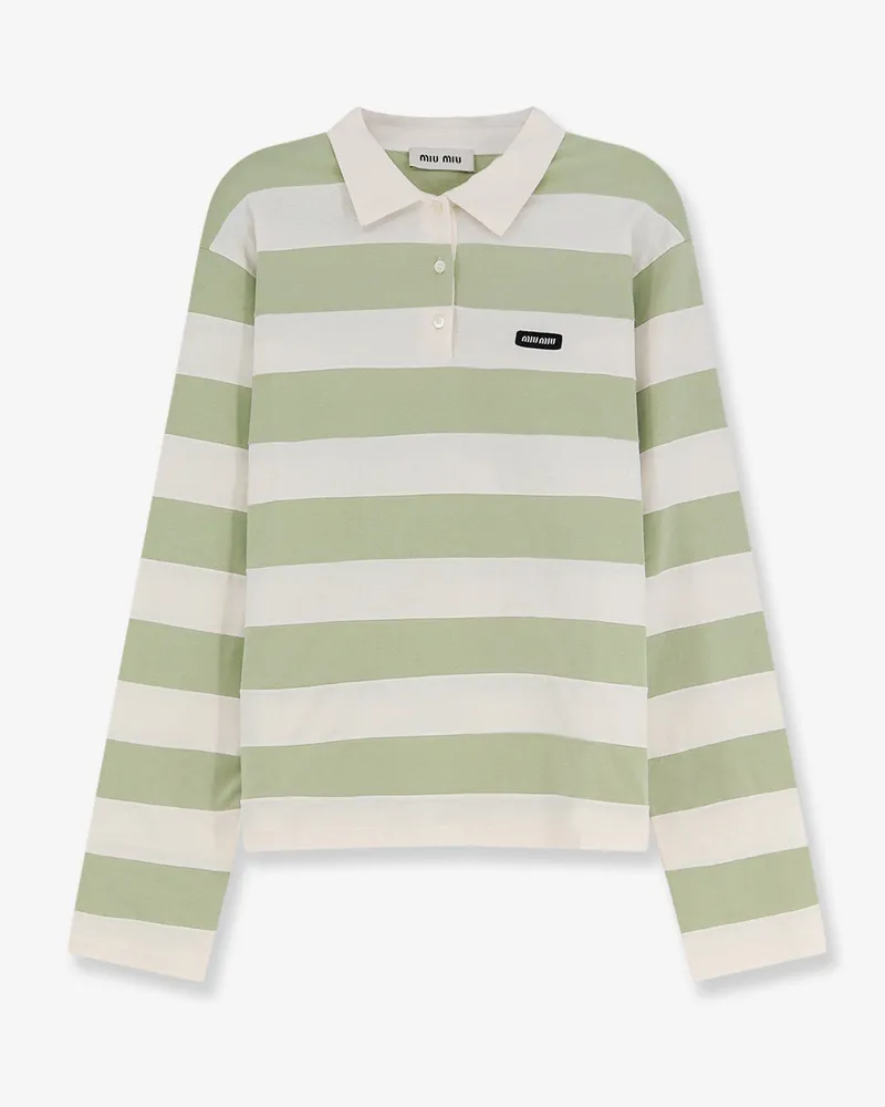 Miu Miu Cotton polo shirt with striped pattern -  - gender_Woman Green