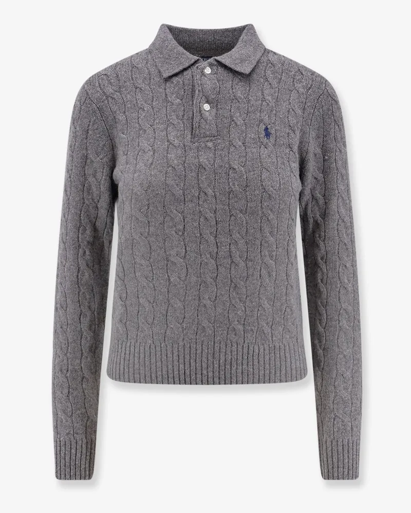 Ralph Lauren Cable knit wool and cashmere polo sweater -  - gender_Woman Grey
