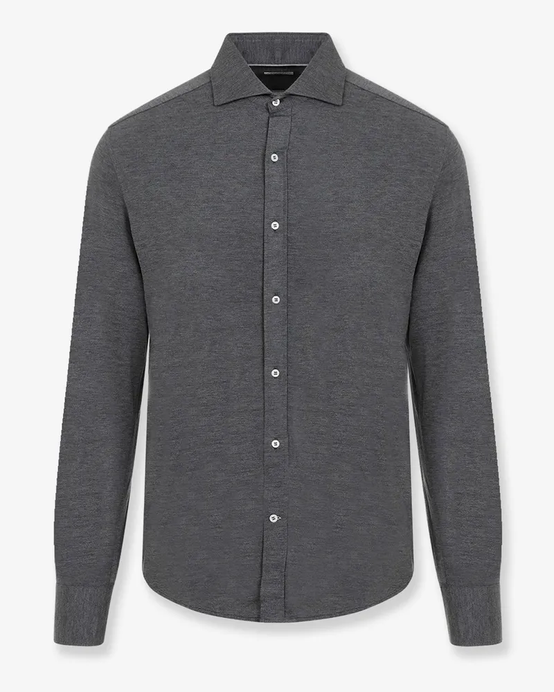 Brunello Cucinelli Silk and cotton blend shirt -  - gender_Man Gray